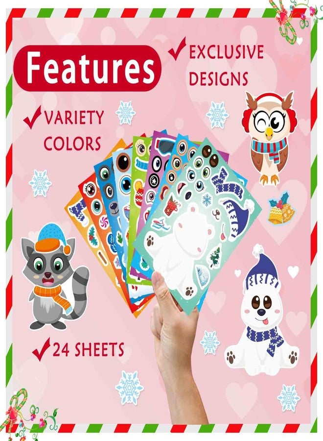 DUJAA 24 Sheets Winter Stickers for Kids Toddlers, Make-a-face Stickers Make Your Own Winter Animal Stickers, Winter Holiday Gifts Christmas Party Decorations Supplies - Image 2